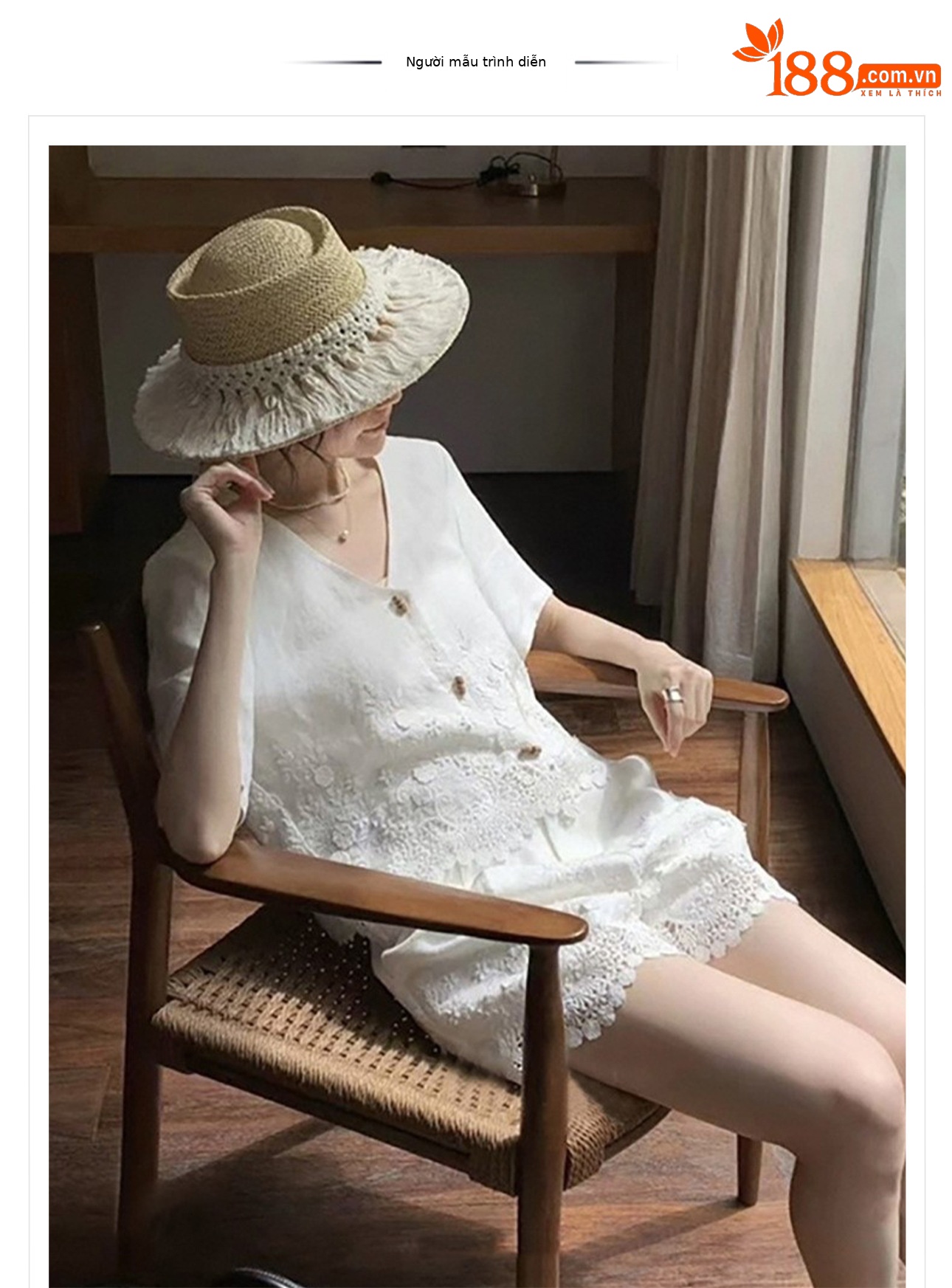 Bộ áo váy nữ phong cách Trung Hoa mùa hè vải lanh thêu ren cao cấp ZX N4047 — Chân váy màu trắng be, Áo màu caramel, Áo màu trắng be, Chân váy màu caramel chi tiết 1