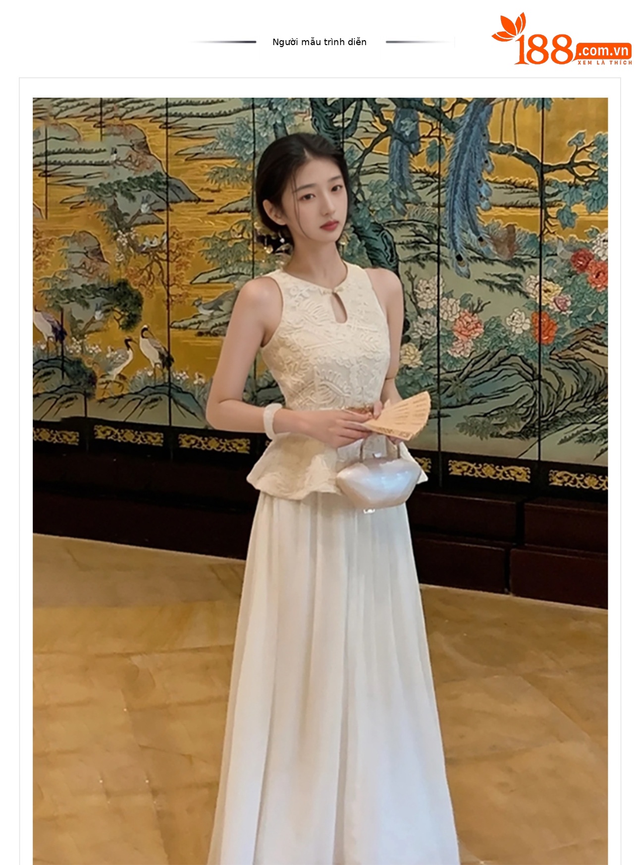 Bộ hai món áo vest không tay và chân váy thêu họa tiết phong cách quốc dân, thon gọn mùa hè — Váy nửa, Áo ba lỗ chi tiết 1