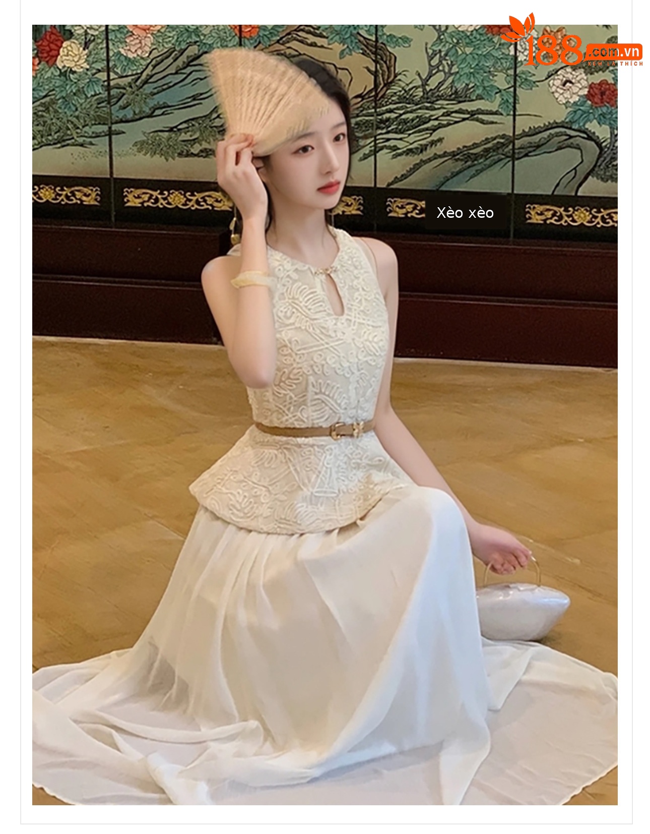 Bộ hai món áo vest không tay và chân váy thêu họa tiết phong cách quốc dân, thon gọn mùa hè — Váy nửa, Áo ba lỗ chi tiết 3