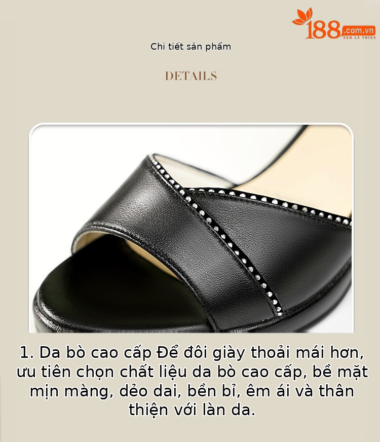 Sandal cao gót nữ hở mũi gót dày 7 cm, size lớn 41-43 — đen chi tiết 13