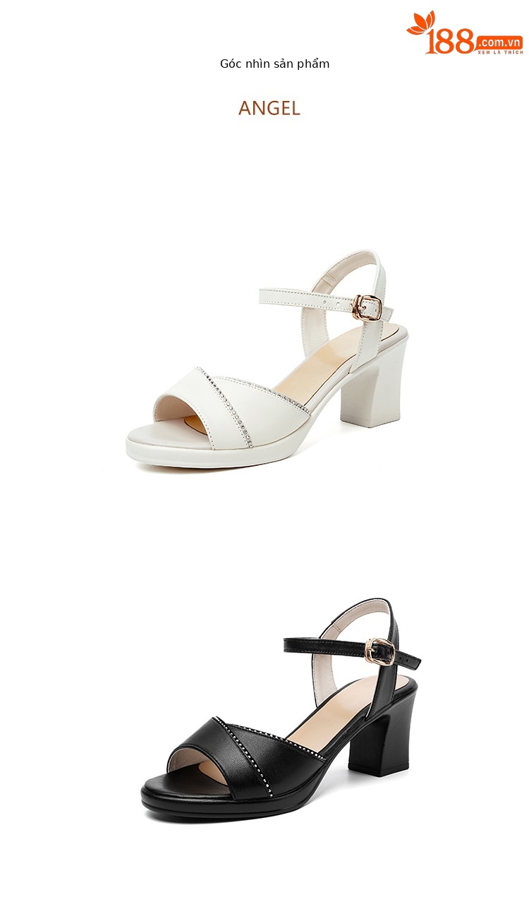 Sandal cao gót nữ hở mũi gót dày 7 cm, size lớn 41-43 — đen chi tiết 26