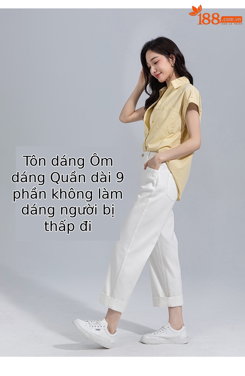 Quần jeans nữ ống rộng dài mắt cá chân chất liệu Tencel mát mẻ — Màu xanh lam chi tiết 12