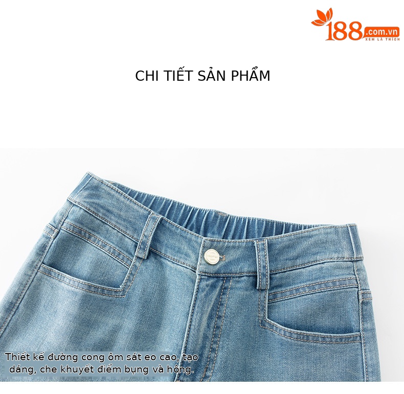 Quần jeans nữ ống rộng dài mắt cá chân chất liệu Tencel mát mẻ — Màu xanh lam chi tiết 19