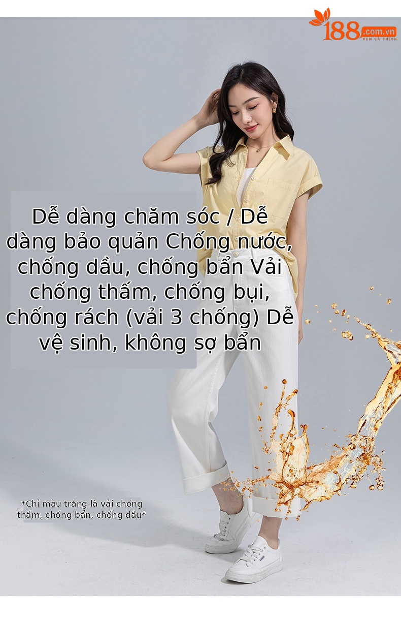 Quần jeans nữ ống rộng dài mắt cá chân chất liệu Tencel mát mẻ — Màu xanh lam chi tiết 14