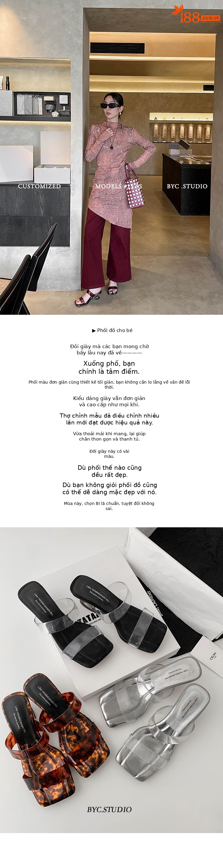 Dép cao gót nữ quai ngang trong suốt phiên bản da cừu Yichuan, gót cao 9 cm — Vân báo, Màu đen, Màu bạc chi tiết 1