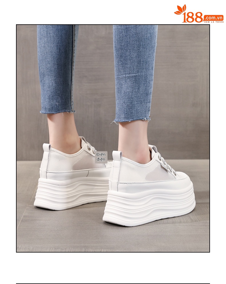 Giày sneaker nữ đế dày chunky mặt lưới thoáng khí phối trắng dễ mặc — Màu trắng bạc chi tiết 16
