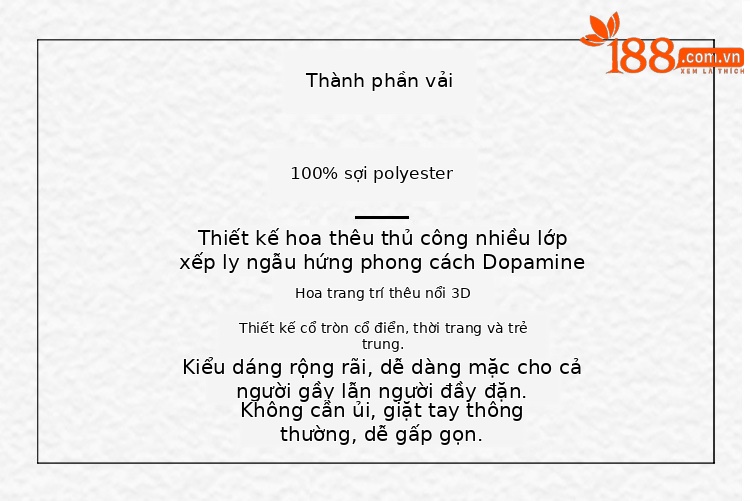 Áo thun ngắn tay cổ tròn dáng rộng thêu hoa nổi 3D cao cấp — Màu như hình chi tiết 2