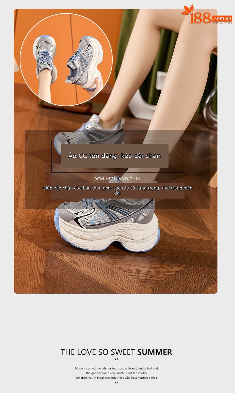 Giày platform nữ đế xuồng tăng chiều cao, mũi tròn, quai ngang, gót siêu cao 8 cm — Hồng, Trắng chi tiết 9