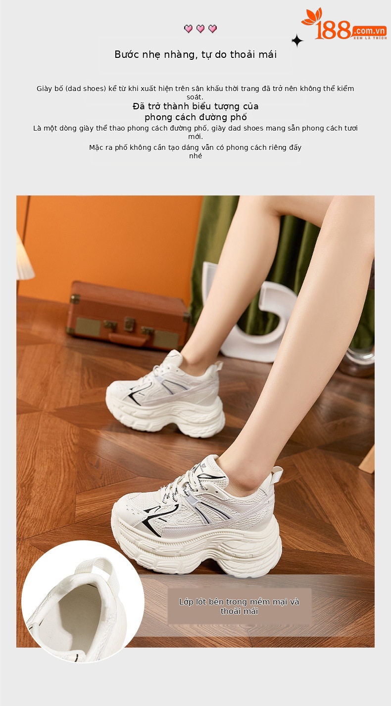 Giày platform nữ đế xuồng tăng chiều cao, mũi tròn, quai ngang, gót siêu cao 8 cm — Hồng, Trắng chi tiết 5