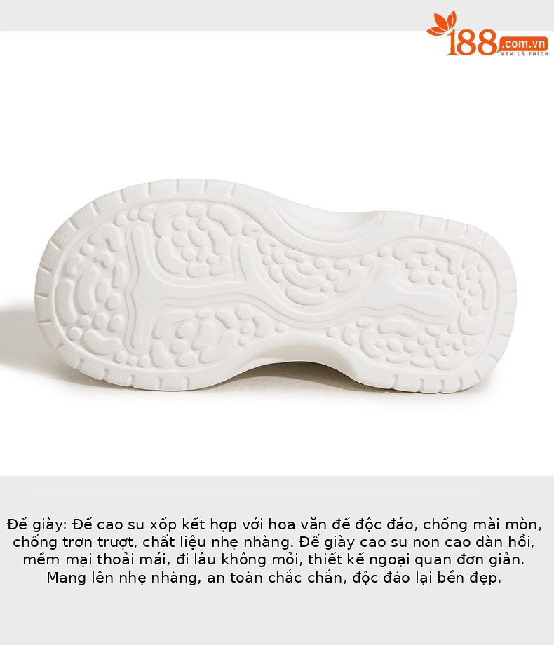 Giày sneaker nữ chunky đế dày platform trắng mũi tròn — Gạo trắng, Đen chi tiết 7