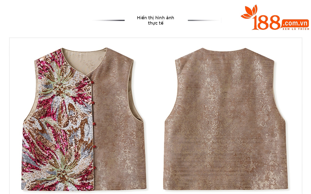 Áo vest nữ phong cách Trung Hoa mới 2026, thiết kế thêu sequin, chất rayon sang trọng — Đen, Màu huyền ảo, Xanh lam chi tiết 40