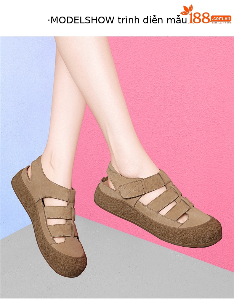 Dép nữ Birkenstock da thật kiểu La Mã mũi kín đế bằng thoáng khí chất liệu nút chai — JST 7173 lạc đà, JST 7173m màu chi tiết 4