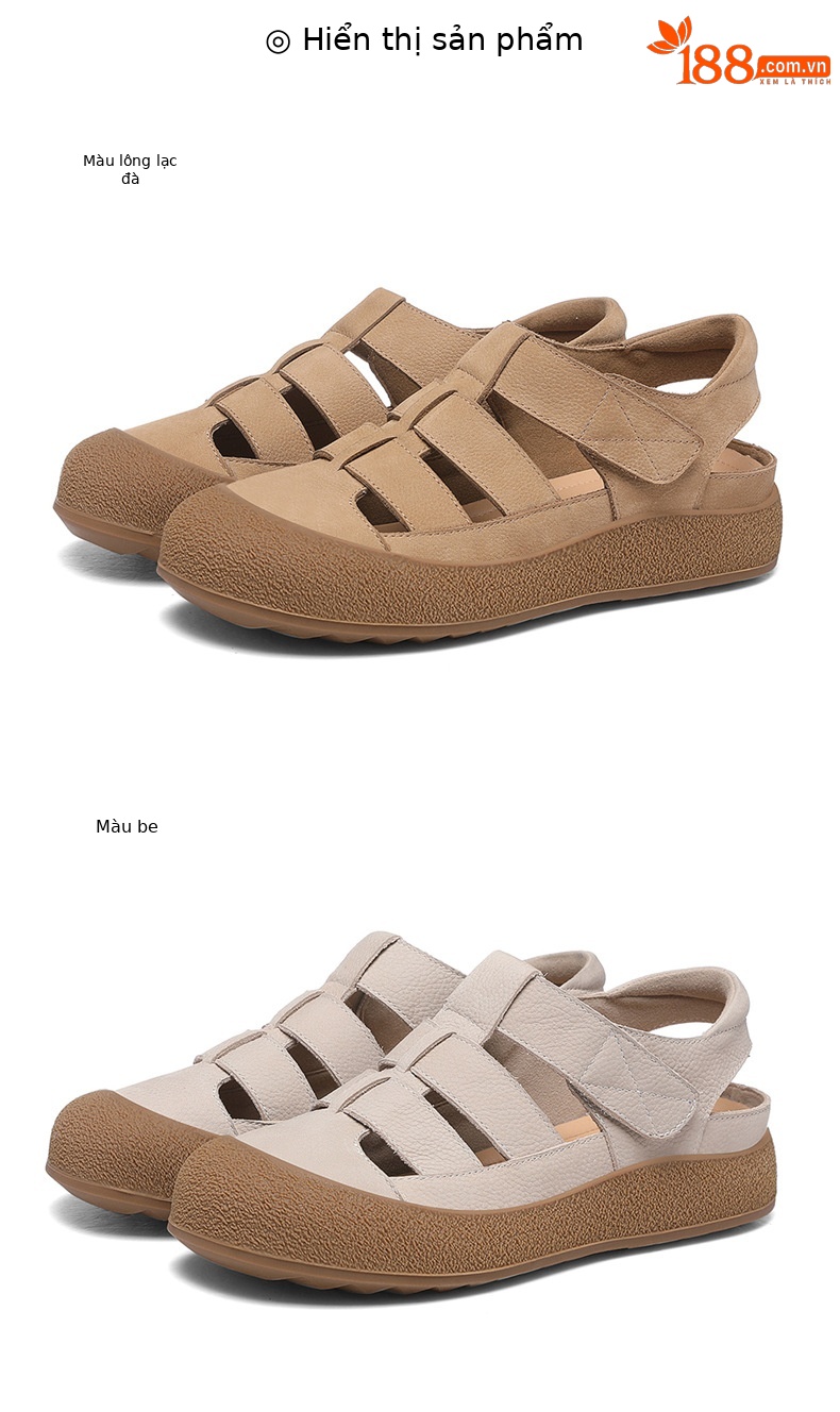 Dép nữ Birkenstock da thật kiểu La Mã mũi kín đế bằng thoáng khí chất liệu nút chai — JST 7173 lạc đà, JST 7173m màu chi tiết 18