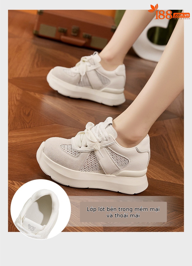 Sandal cao gót nữ hở mũi quai ngang đế wedge – gót siêu cao 8 cm — Quả cầu, Hồng, Gạo trắng chi tiết 4