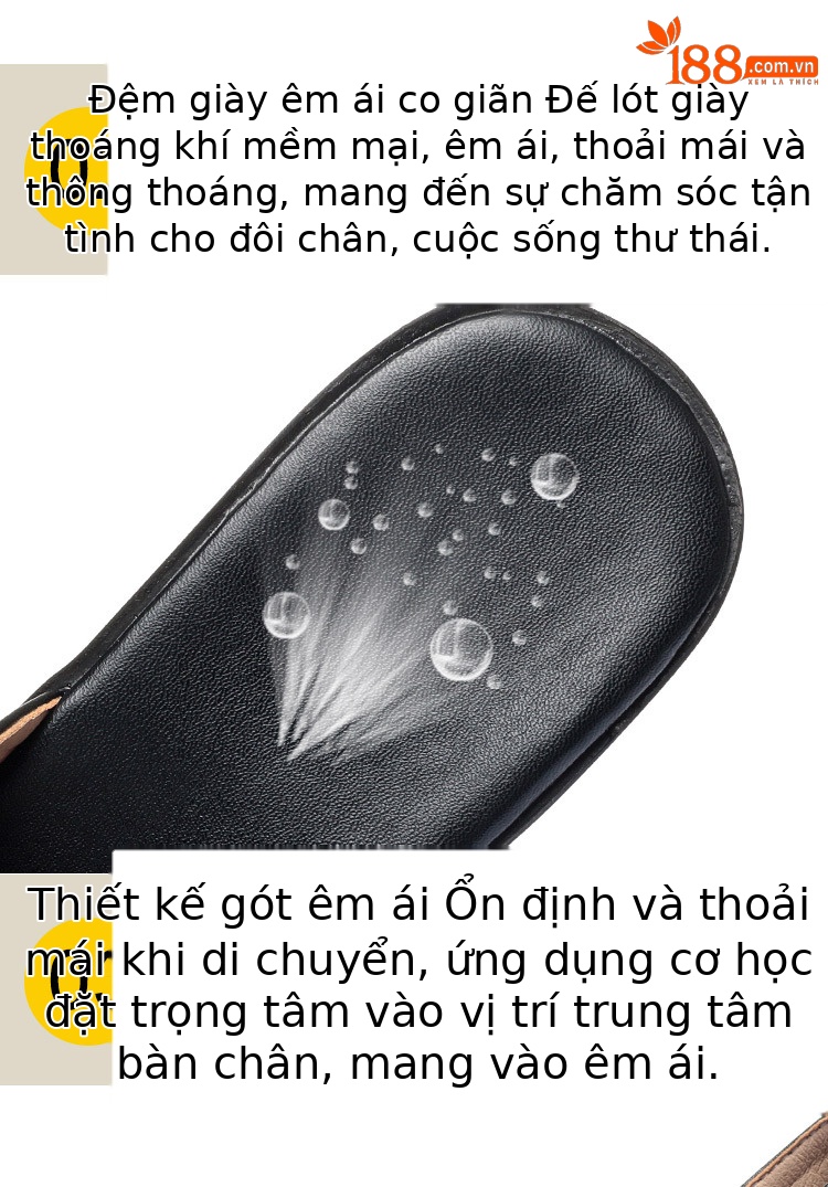 Dép sandal nữ da thật đế xuồng bệt mẫu mới — Đỏ rượu chi tiết 3