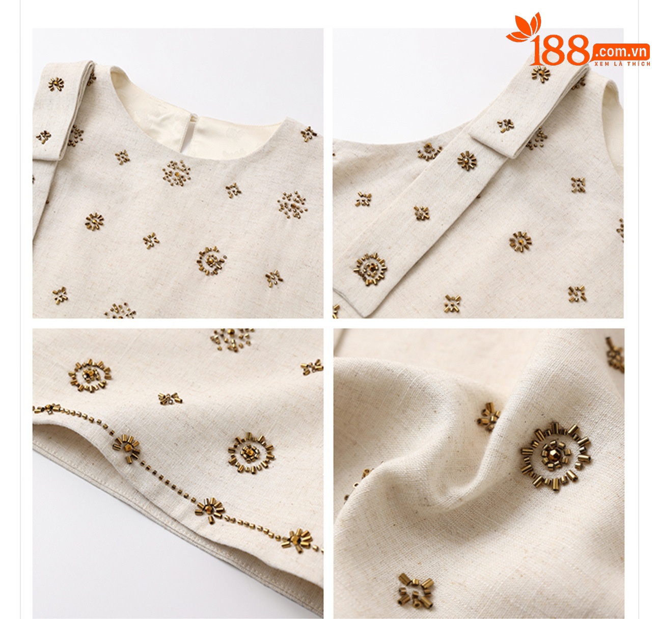 Bộ váy và áo vest không tay đính cườm phong cách Pháp sang trọng mùa hè ZX N4050 — Váy nửa, Áo ba lỗ chi tiết 5