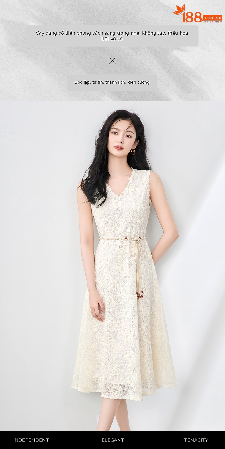 Đầm maxi nữ cổ chữ V thêu hoa tay ngắn phong cách nghỉ dưỡng — đen chi tiết 1