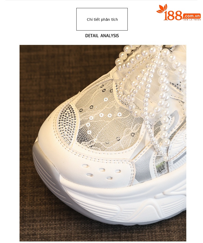 Giày sneaker chunky đế dày lưới thoáng khí tăng chiều cao nữ — Màu trắng chi tiết 7