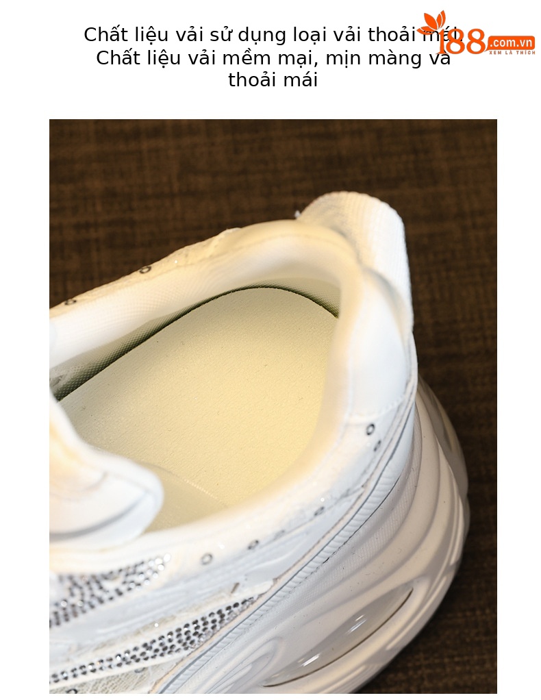 Giày sneaker chunky đế dày lưới thoáng khí tăng chiều cao nữ — Màu trắng chi tiết 8
