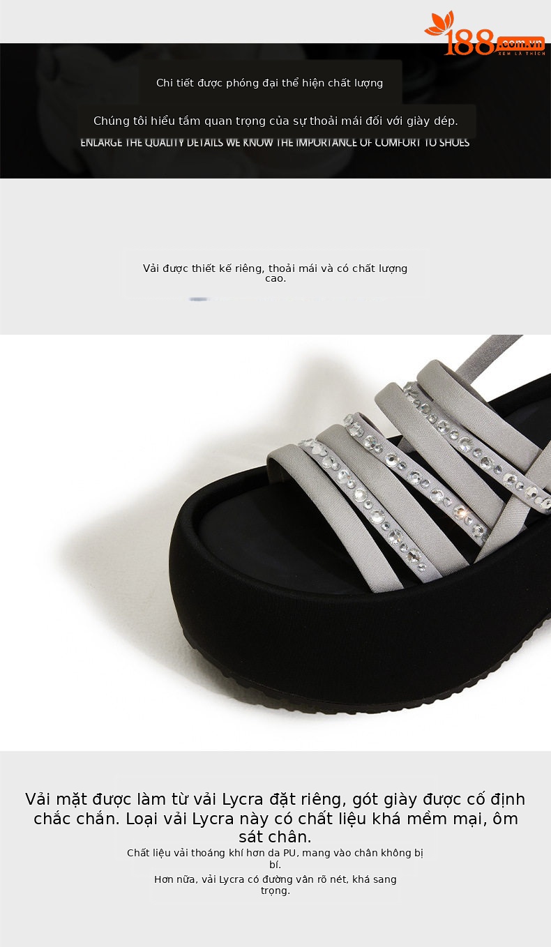 Dép sandal nữ xỏ ngón đế bệt phong cách hằng ngày — Bạc, Đen chi tiết 6
