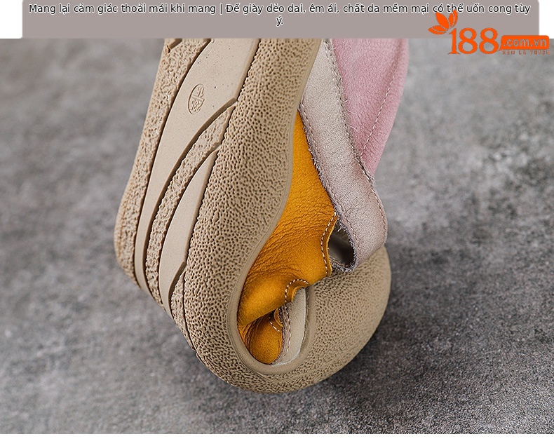 Giày sneaker nữ da bò retro đế bằng phong cách thể thao — màu hồng chi tiết 8