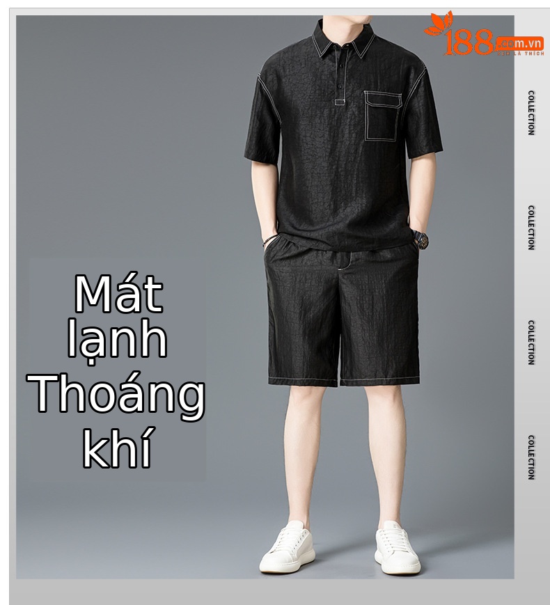 Bộ đồ mặc nhà lụa tơ tằm mùa hè thoáng mát — Áo 25136 chi tiết 1