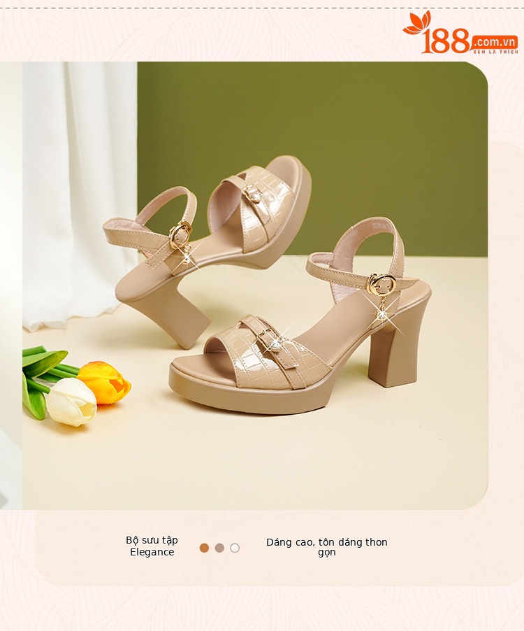 Sandal nữ da thật gót vuông 6 cm đế chống thấm, form thoải mái size lớn — Mơ (gót vừa 6.0CM) chi tiết 18
