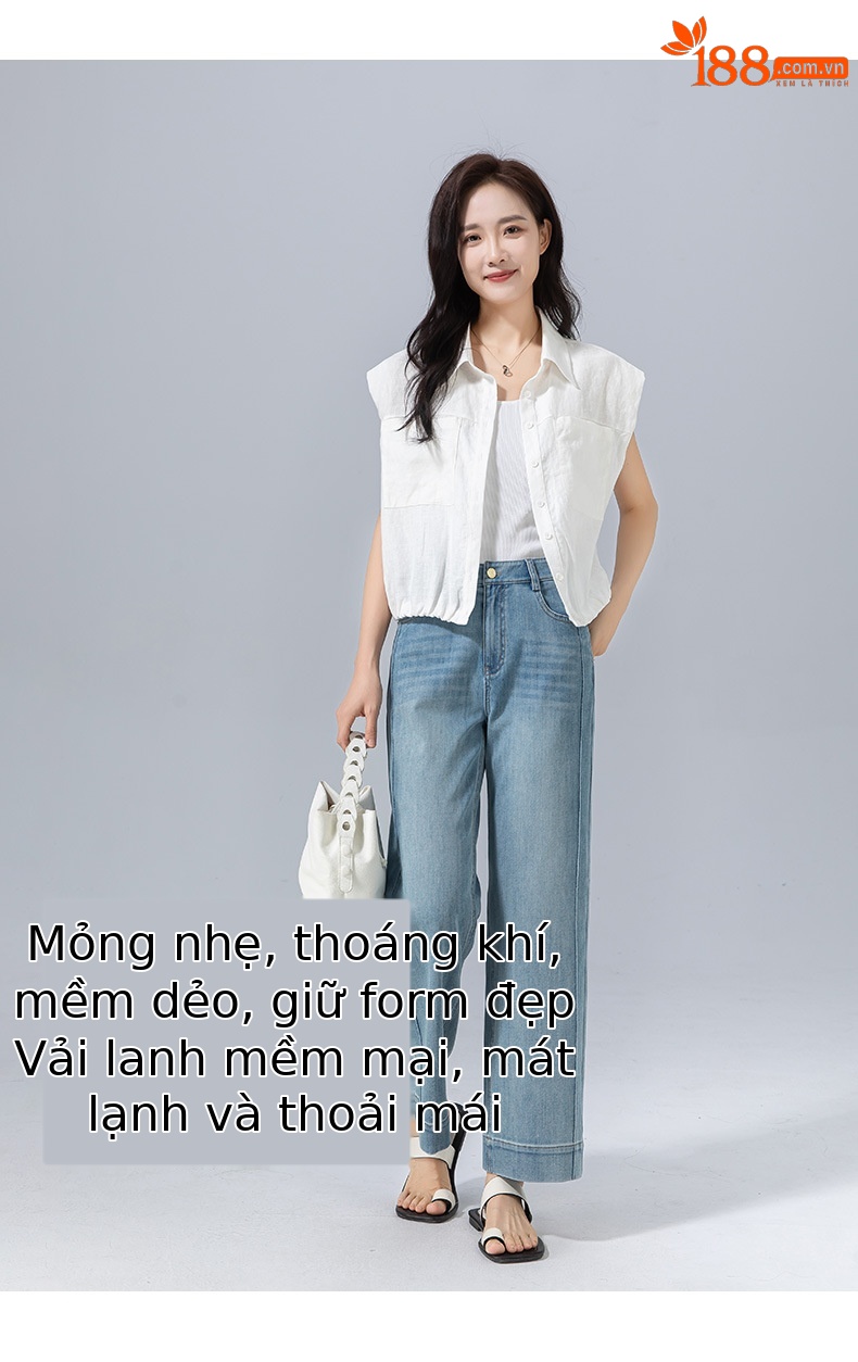 Áo hai dây nữ cạp trễ vải lanh rộng rãi co giãn, kiểu dáng ngắn mùa hè — Màu trắng chi tiết 10