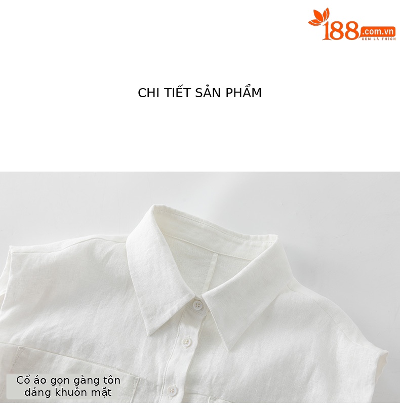 Áo hai dây nữ cạp trễ vải lanh rộng rãi co giãn, kiểu dáng ngắn mùa hè — Màu trắng chi tiết 13