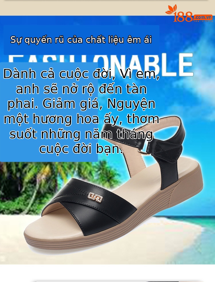 Sandal da nữ đế bệt chống trượt, quai chữ V đơn giản, thoải mái cho người lớn tuổi — Màu đen chi tiết 2