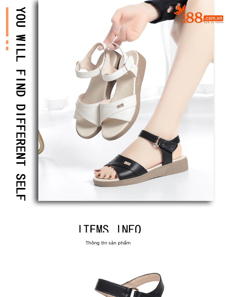Sandal da nữ đế bệt chống trượt, quai chữ V đơn giản, thoải mái cho người lớn tuổi — Màu đen chi tiết 3
