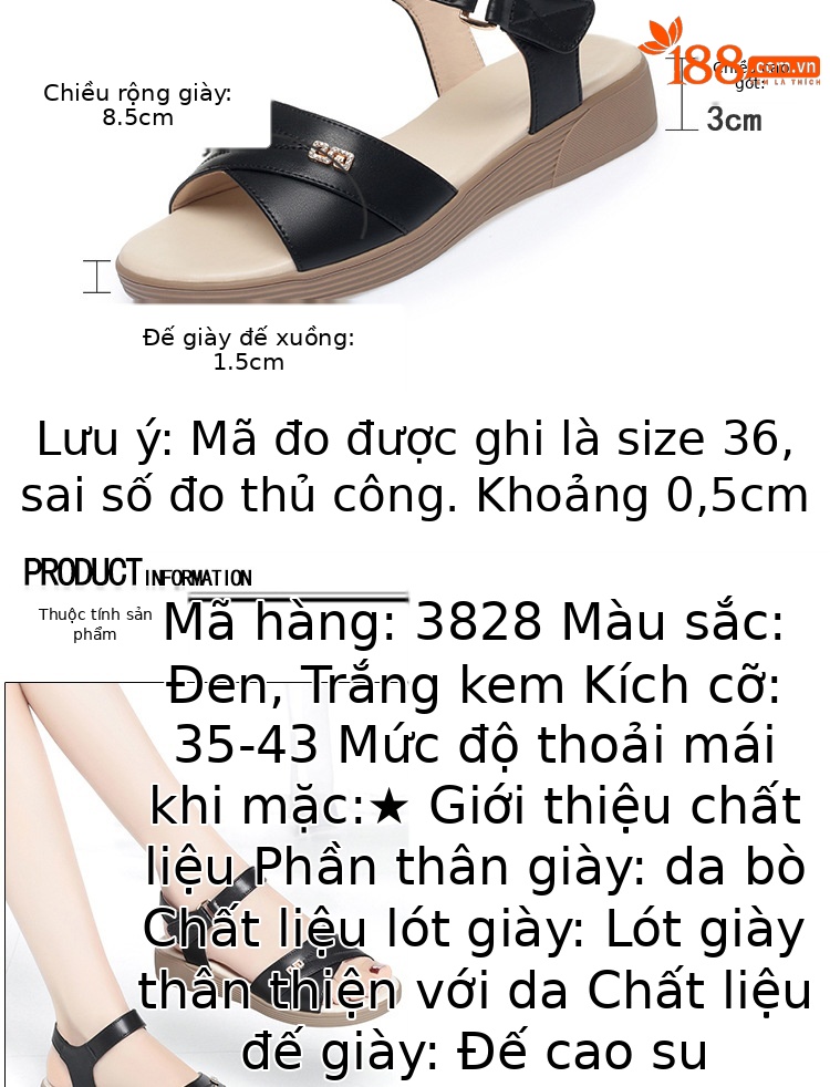 Sandal da nữ đế bệt chống trượt, quai chữ V đơn giản, thoải mái cho người lớn tuổi — Màu đen chi tiết 4
