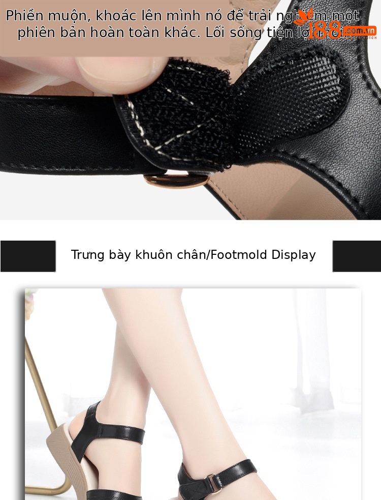 Sandal da nữ đế bệt chống trượt, quai chữ V đơn giản, thoải mái cho người lớn tuổi — Màu đen chi tiết 8