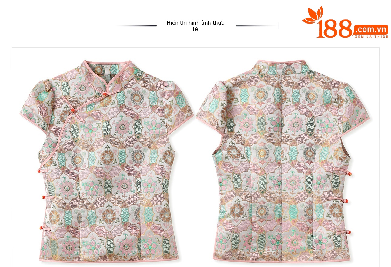 Áo sơ mi nữ phong cách dân tộc Trung Quốc mới, tay ngắn thêu hoa cao cấp, mùa hè N4055 — Bột phun sương mềm chi tiết 4
