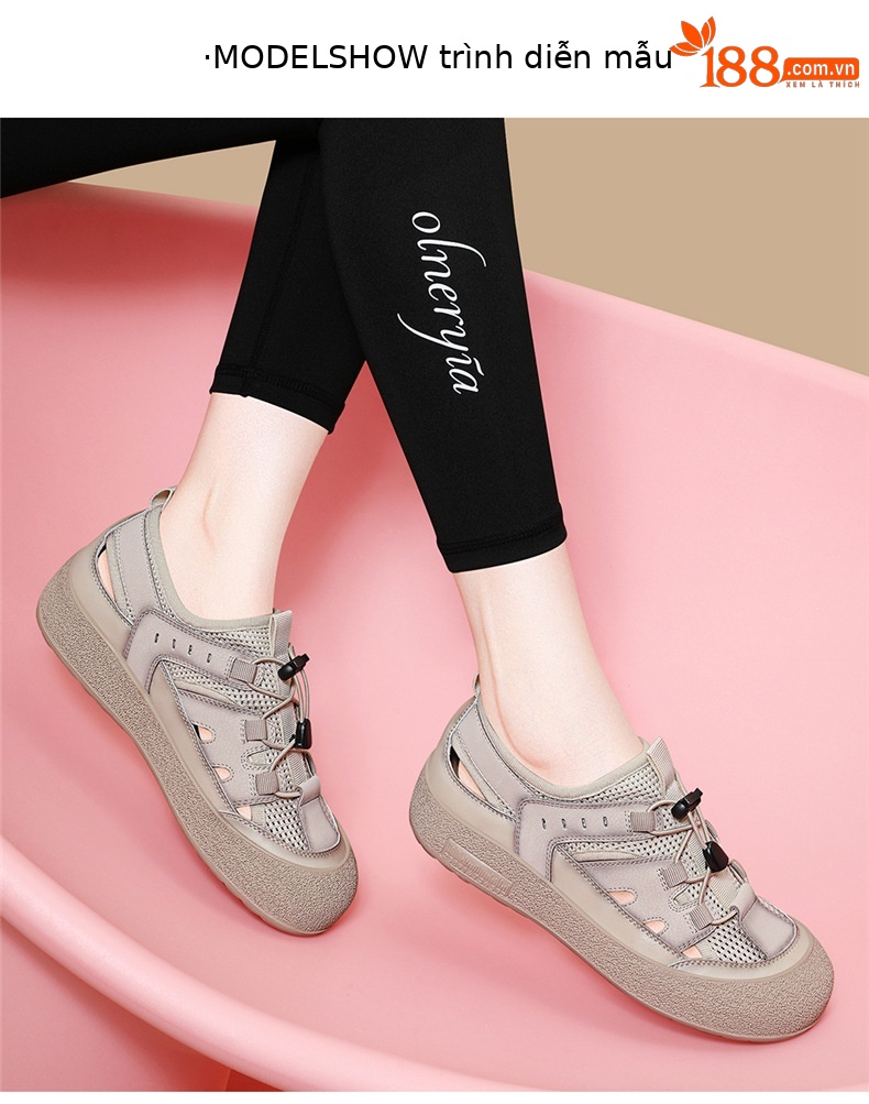 Sandal nữ da thật lỗ thoáng khí đế mềm chống trượt đi biển — 7189 Màu vàng, 7189 màu be chi tiết 8