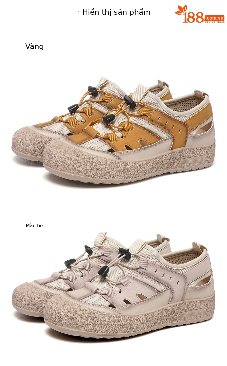 Sandal nữ da thật lỗ thoáng khí đế mềm chống trượt đi biển — 7189 Màu vàng, 7189 màu be chi tiết 18