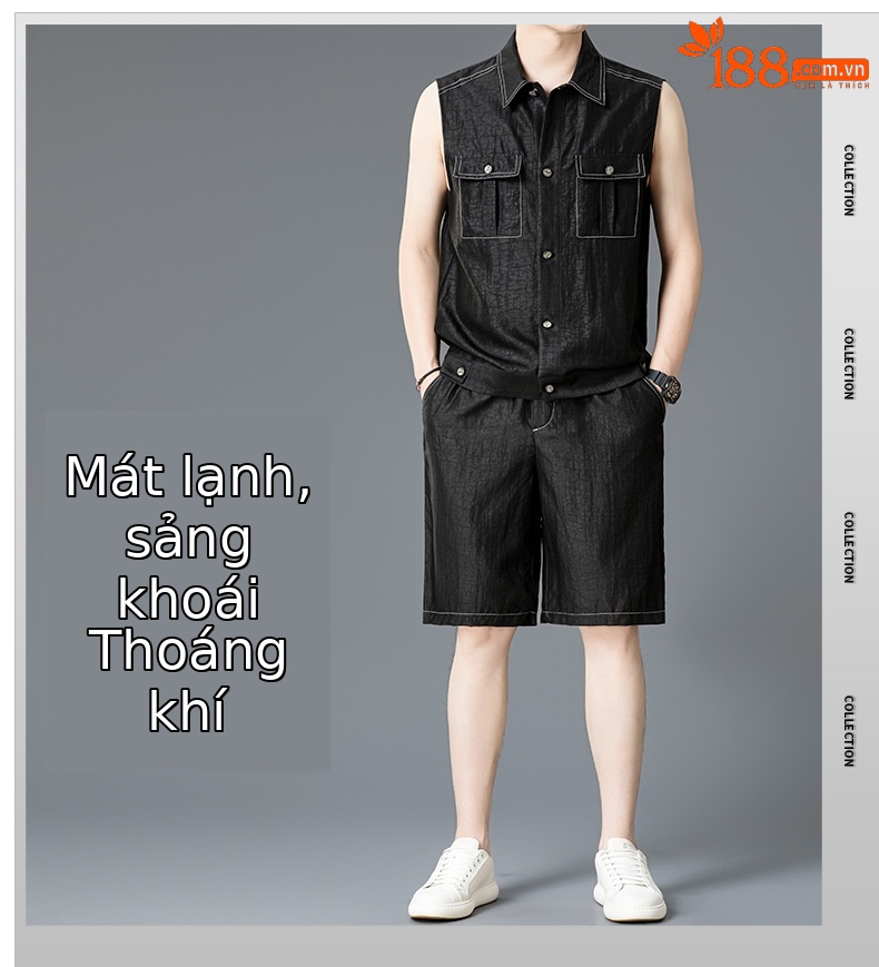 Bộ đồ mặc nhà nữ tay ngắn lụa dâu tằm sợi mây mùa hè — Quần short 25A020-1 chi tiết 1