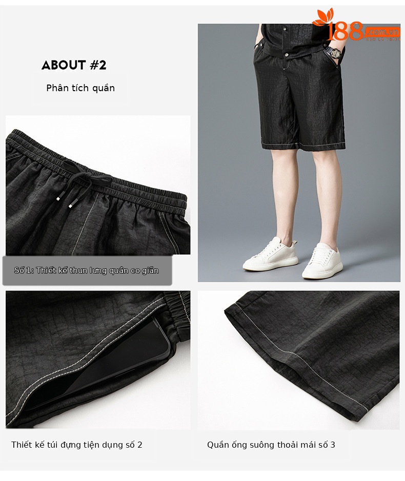 Bộ đồ mặc nhà nữ tay ngắn lụa dâu tằm sợi mây mùa hè — Quần short 25A020-1 chi tiết 9