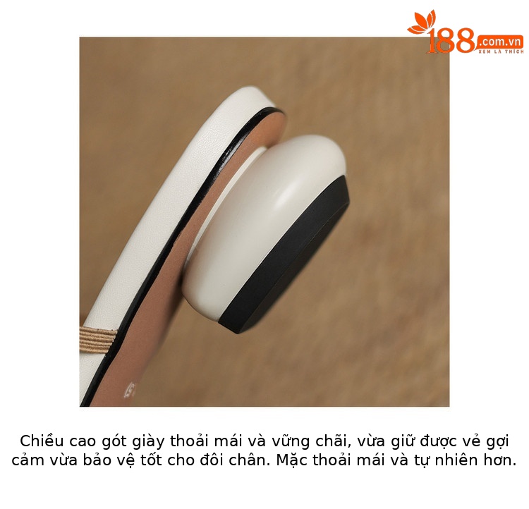 Dép mule nữ mũi nhọn gót thấp phong cách Pháp họa tiết hoa trà — Màu trắng nhạt, bạc chi tiết 19