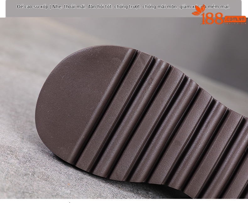 Sandal cao gót nữ hở mũi đế dày da bò thật phong cách La Mã — nâu chi tiết 7
