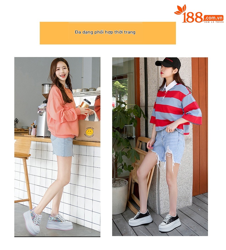 Giày sneaker nữ đế dày tăng chiều cao ẩn sequin hè 2026 — M2855 màu hồng, M2855 Màu đen, M2855 màu be chi tiết 5