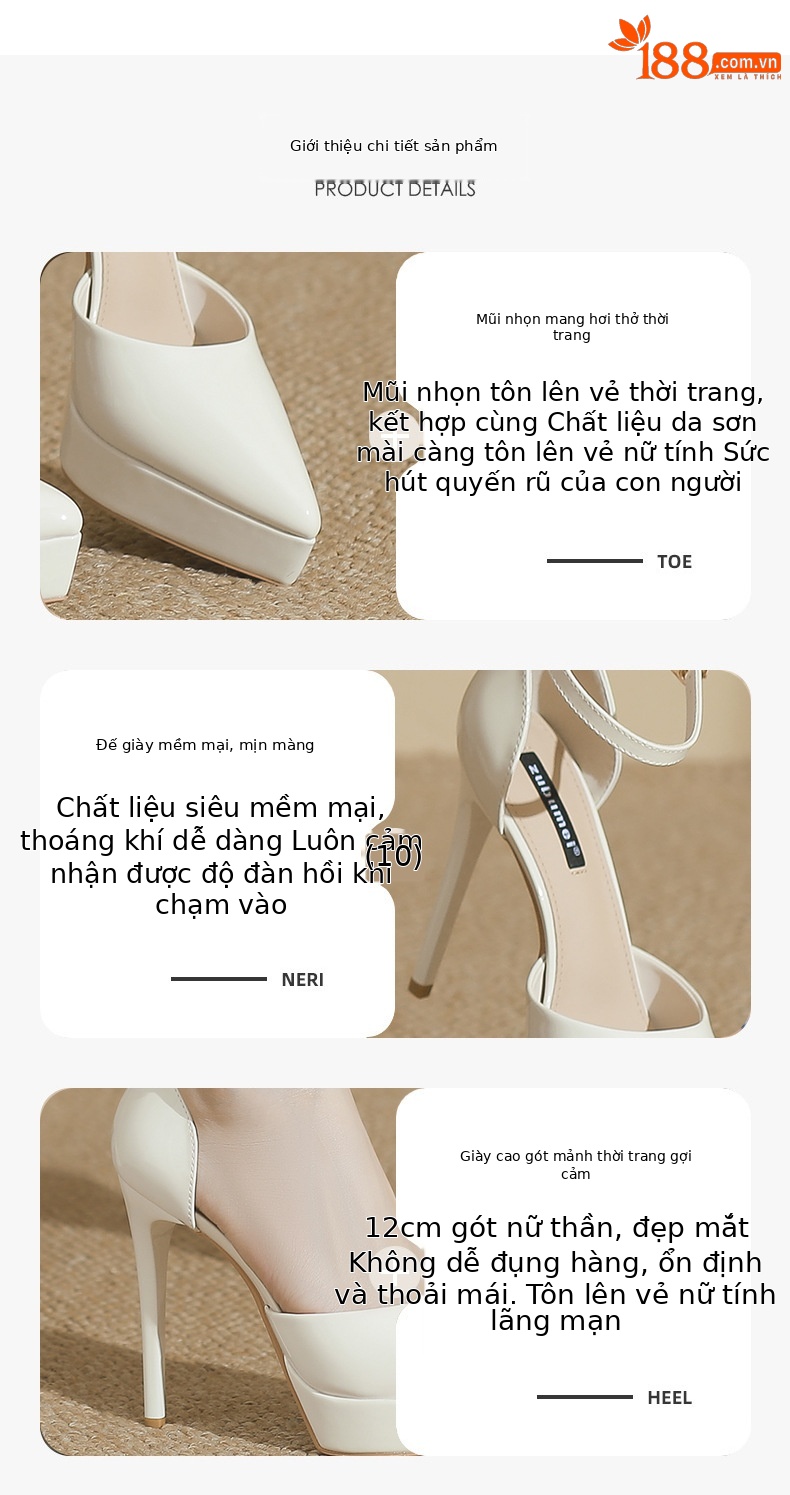 Giày cao gót nữ mũi nhọn bít mũi hở gót, gót 12 cm, chất liệu nhũ đen — Nhung đen chi tiết 1