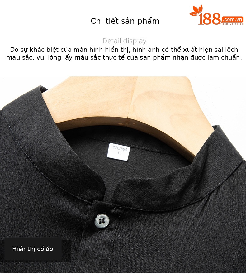 Áo thun nam tay ngắn cổ tròn chất lụa tơ tằm thoáng mát — Màu đen 6136 chi tiết 16