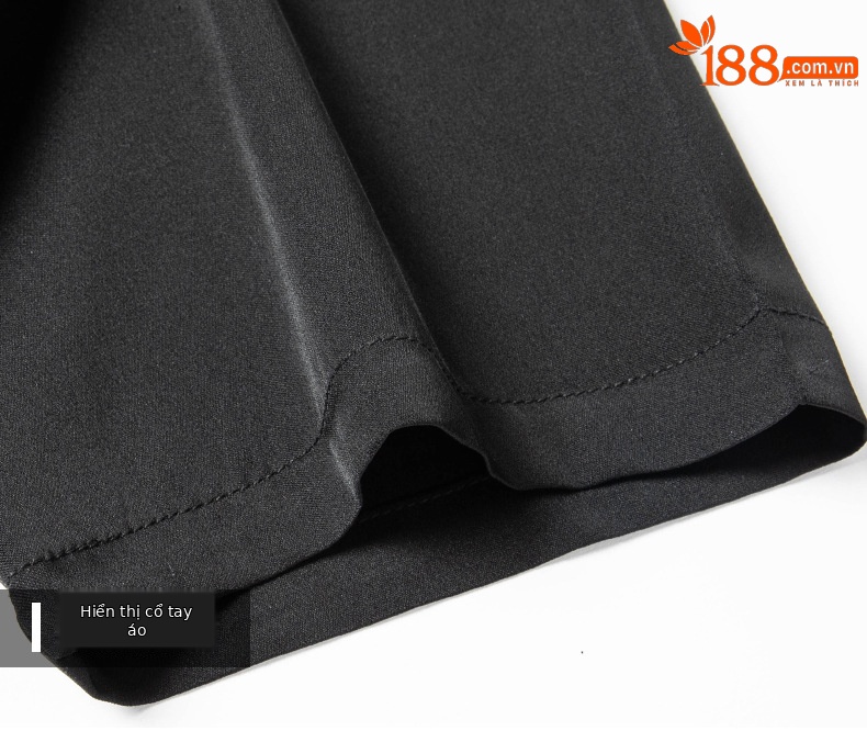 Áo thun nam tay ngắn cổ tròn chất lụa tơ tằm thoáng mát — Màu đen 6136 chi tiết 19