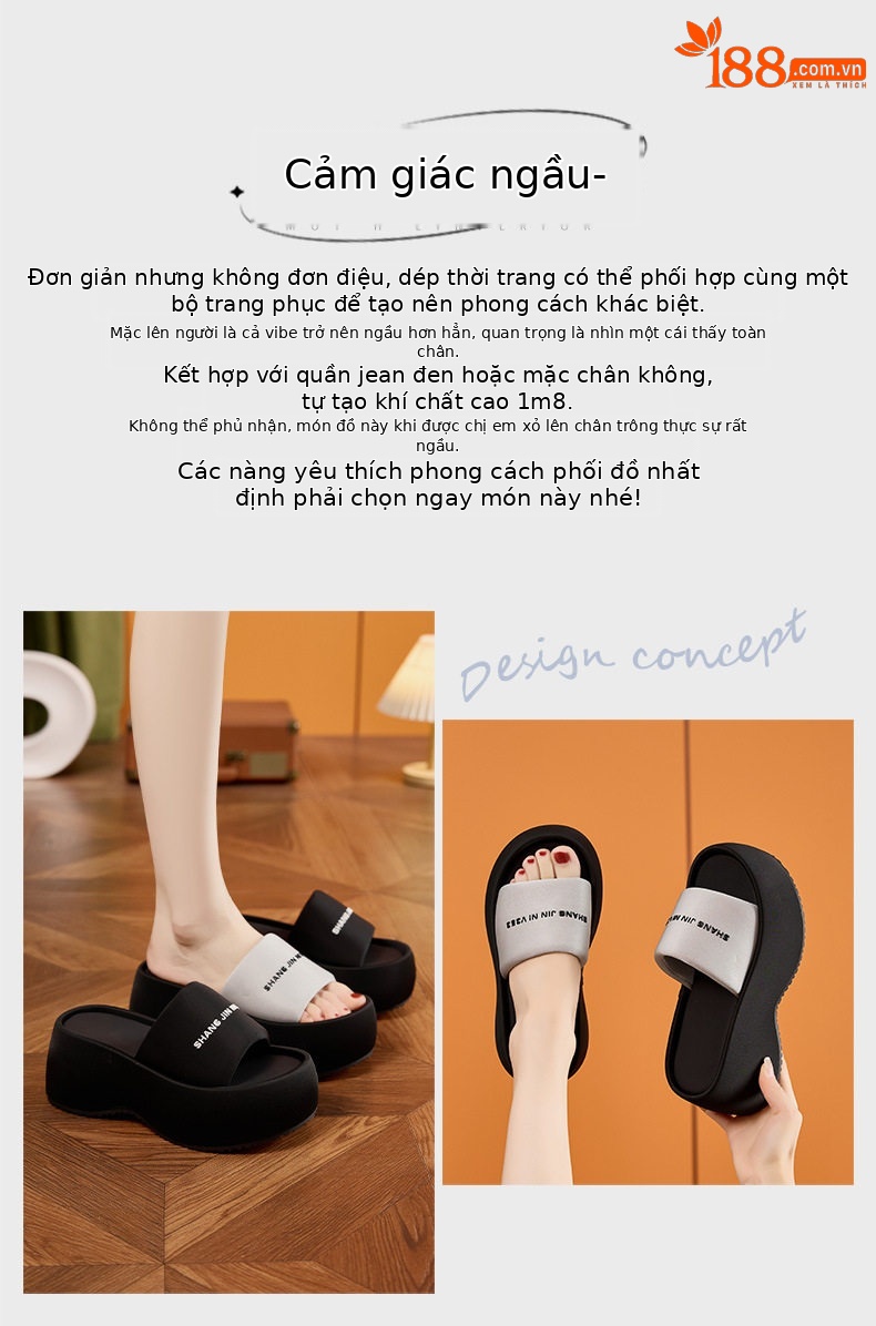 Dép sandal nữ đế dày chữ V đơn giản phong cách casual — Bạc, Đen chi tiết 4