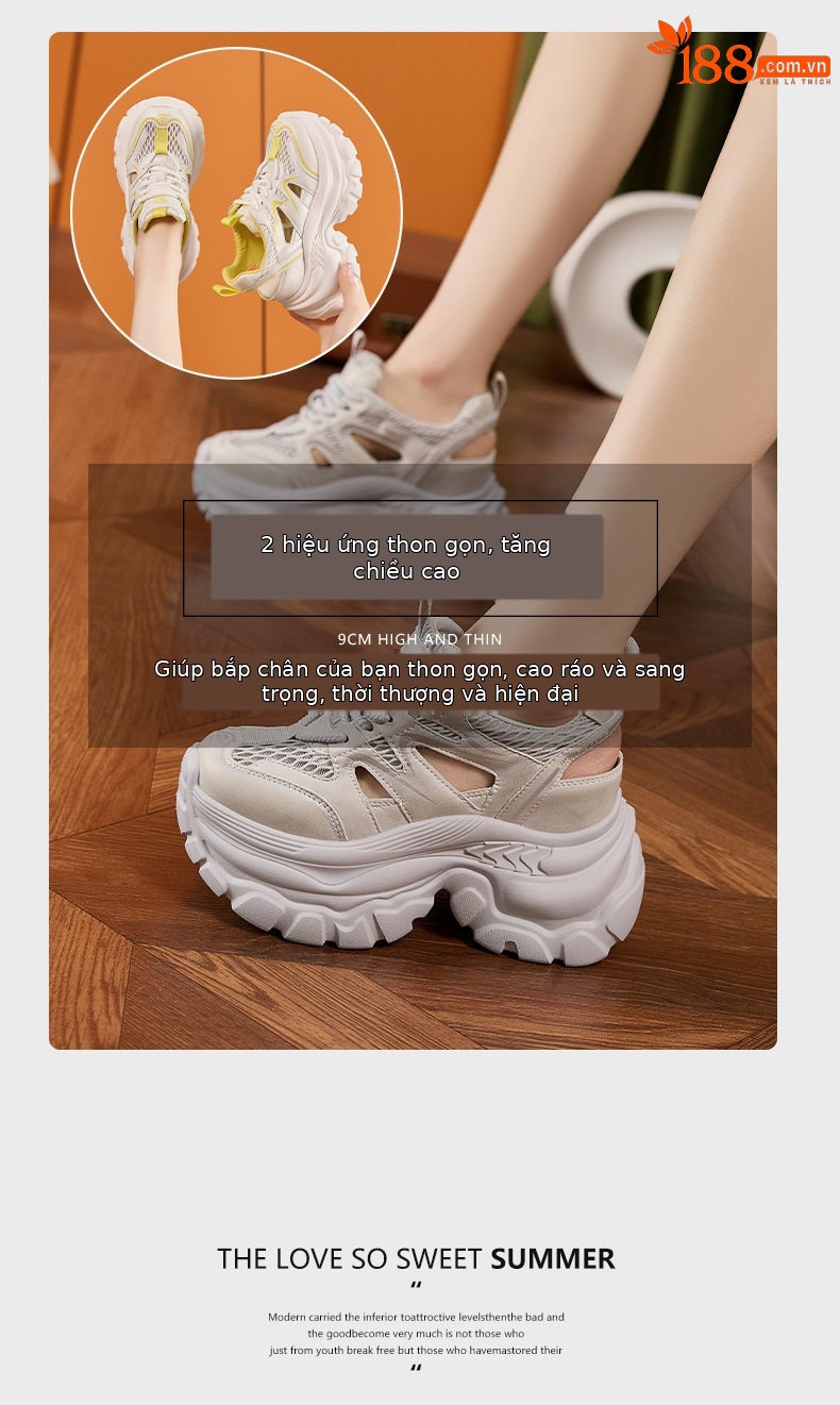Sandal cao gót nữ hở mũi đế xuồng 8 cm, form mũi tròn, quai trước khoá kéo — Trắng, Xám chi tiết 8