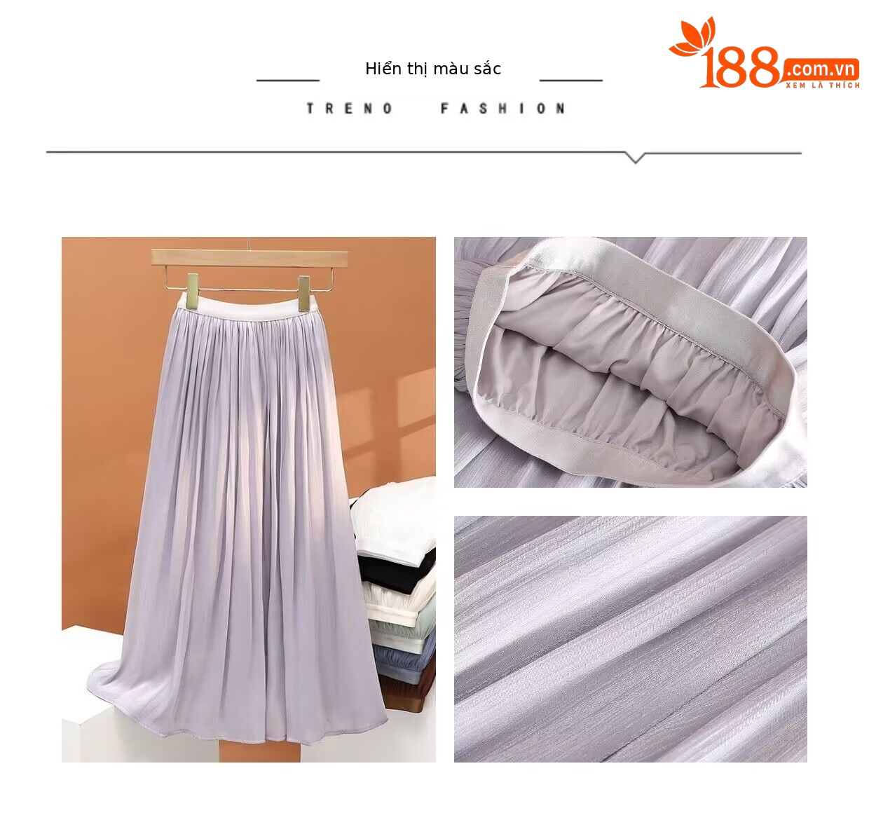 Chân váy xếp ly dáng dài nữ chất voan sợi streamer hiệu ứng ngọc trai — Màu sâm panh chi tiết 29