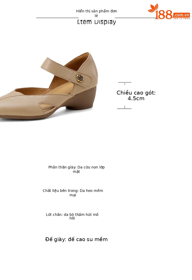 Sandal nữ đế xuồng mũi nhọn da cừu, gót 7 cm, phong cách retro — Màu trắng nhạt chi tiết 4