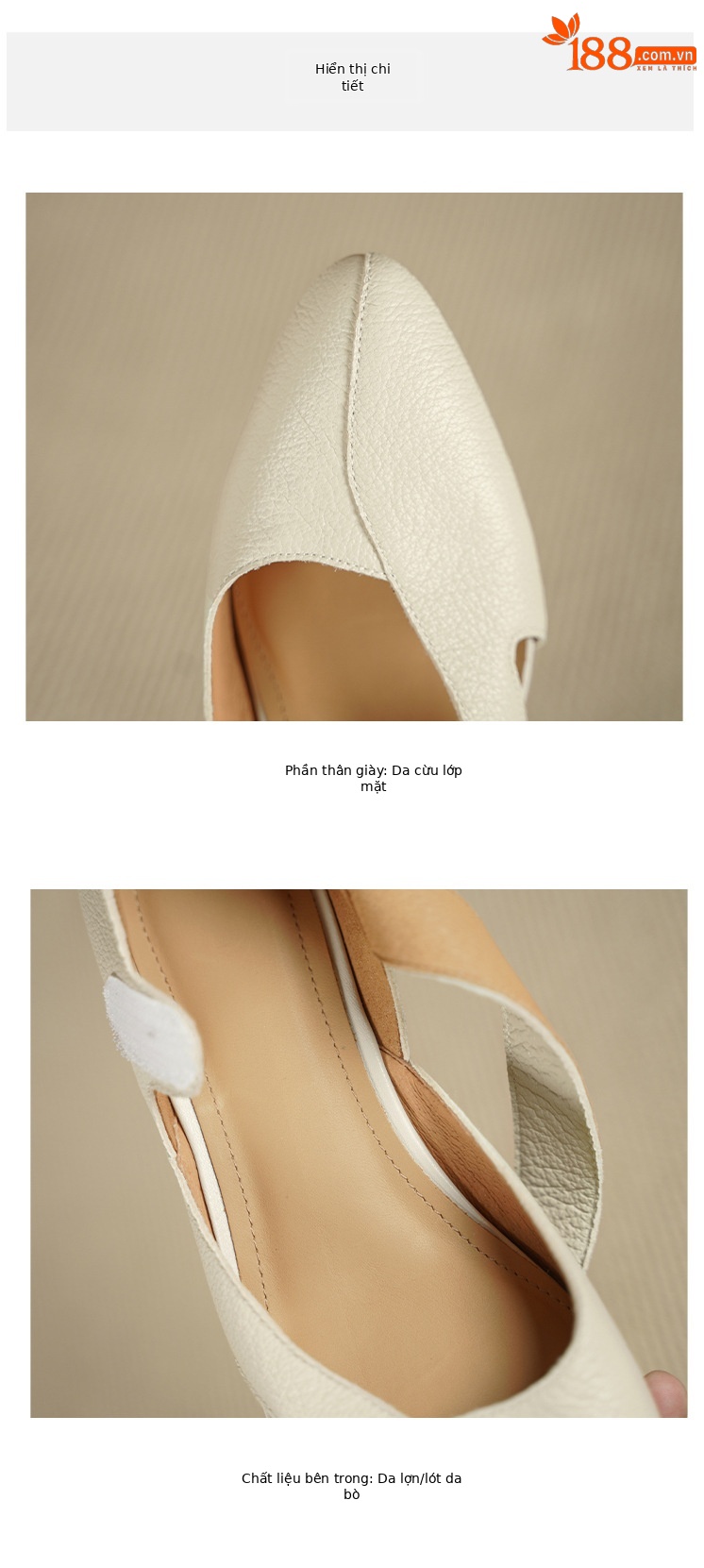 Sandal nữ đế xuồng mũi nhọn da cừu, gót 7 cm, phong cách retro — Màu trắng nhạt chi tiết 11