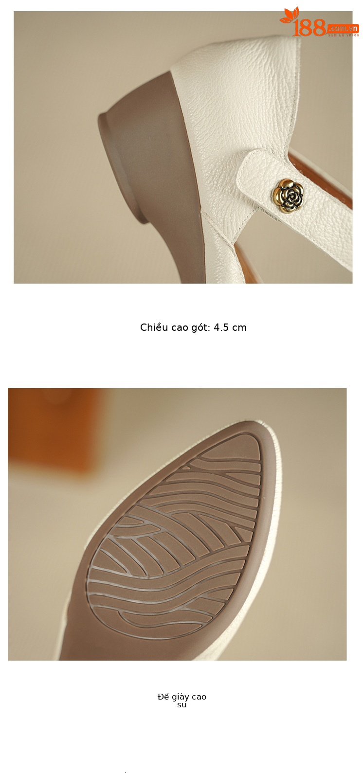 Sandal nữ đế xuồng mũi nhọn da cừu, gót 7 cm, phong cách retro — Màu trắng nhạt chi tiết 12
